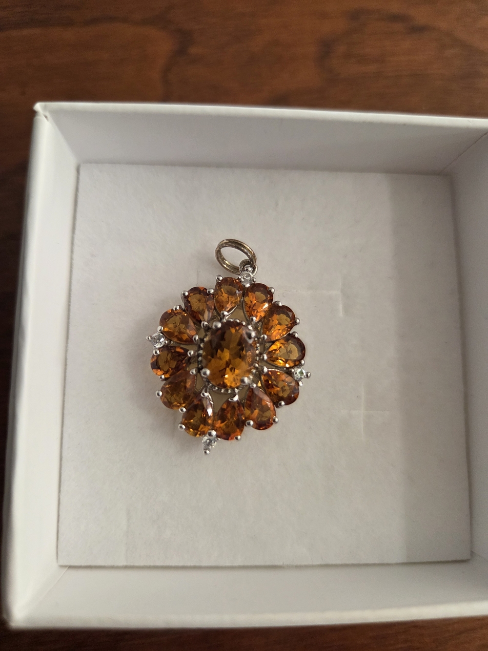 Women’s Citrine-Color Floral Necklace Pendant